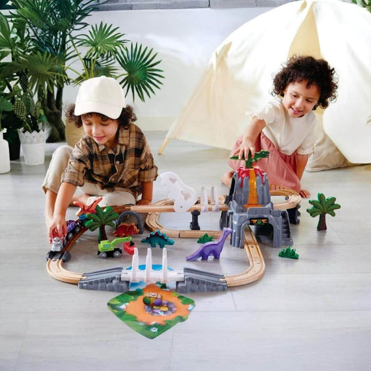 Hape Dino Wooden Railway Adventure Set Glow in the Dark 61pcs