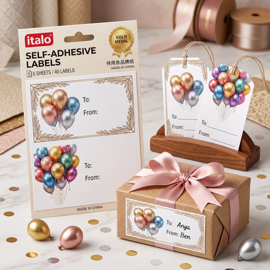 ITALO Self Adhesive Gift Labels 11 x 15 cm Gift Sticker Labels (5 Sheet)