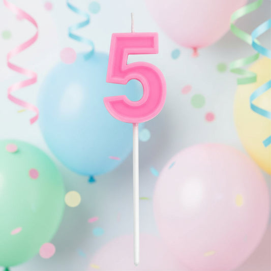 Party  Number Candle "5" Cute pink