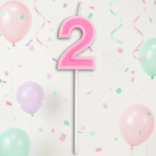 Party Number Candle "2" Cute pink