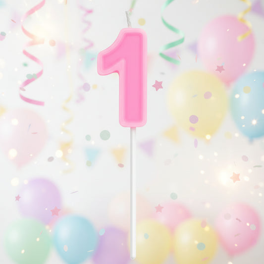 Party   Number Candle "1" Cute pink