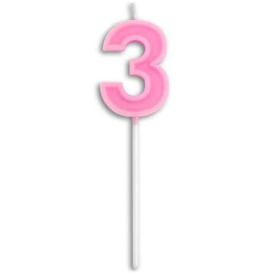 Birthday Candles Number 3 Cute pink Happy Birthday Candle Cake Topper for Party Decoration