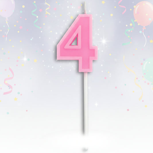 Party  Number Candle  "4" Cute pink