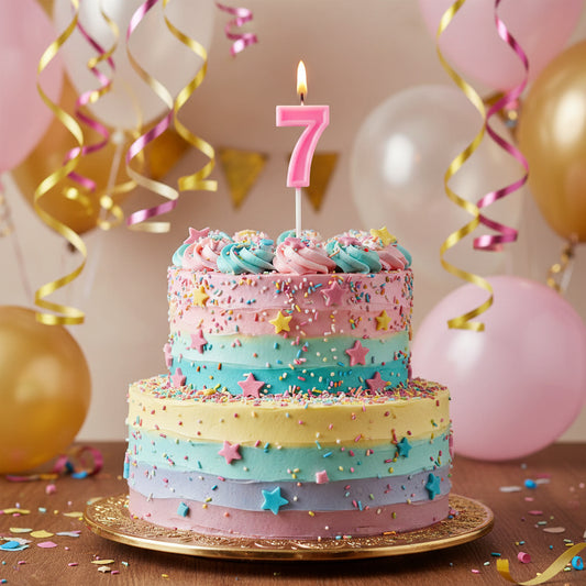 Party Number Candle "7" Cute pink