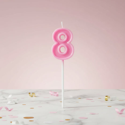 Party Number Candle "8" Cute pink