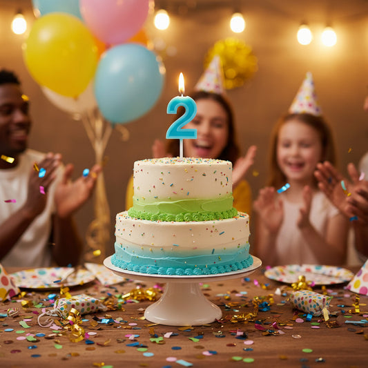 Party Number Candle "2"Blue