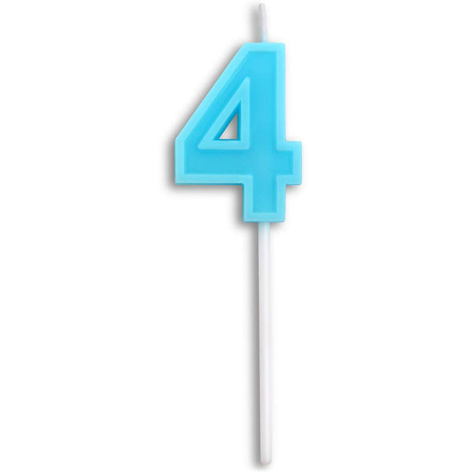 Birthday Candles Number 4 Cute Blue Happy Birthday Candle Cake Topper for Party Decoration