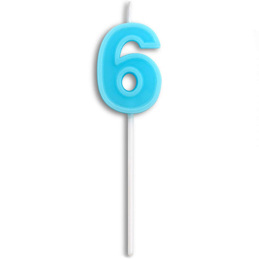 Birthday Candles Number 6 Cute Blue Happy Birthday Candle Cake Topper for Party Decoration