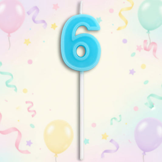 Party  Number Candle "6" Blue