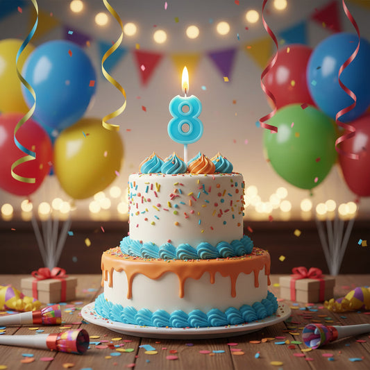 Party Number Candle "8" Blue