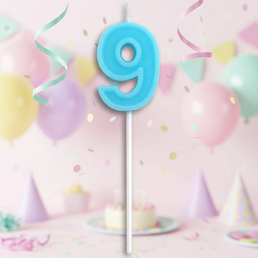 Party  Number Candle "9" Blue