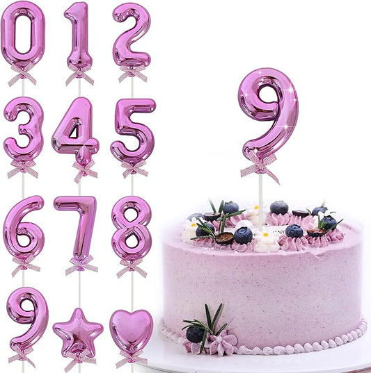 3D Number Cake Topper Hot Pink (No-9)