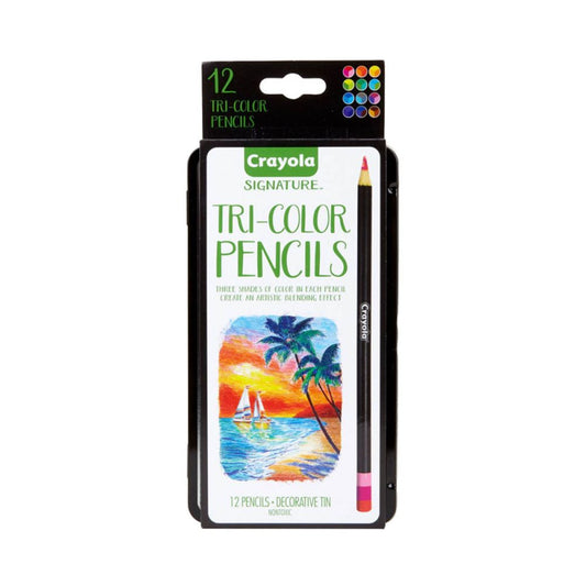 Crayola Tri-Shade Colored Pencils With Decorative Tin 12Pcs