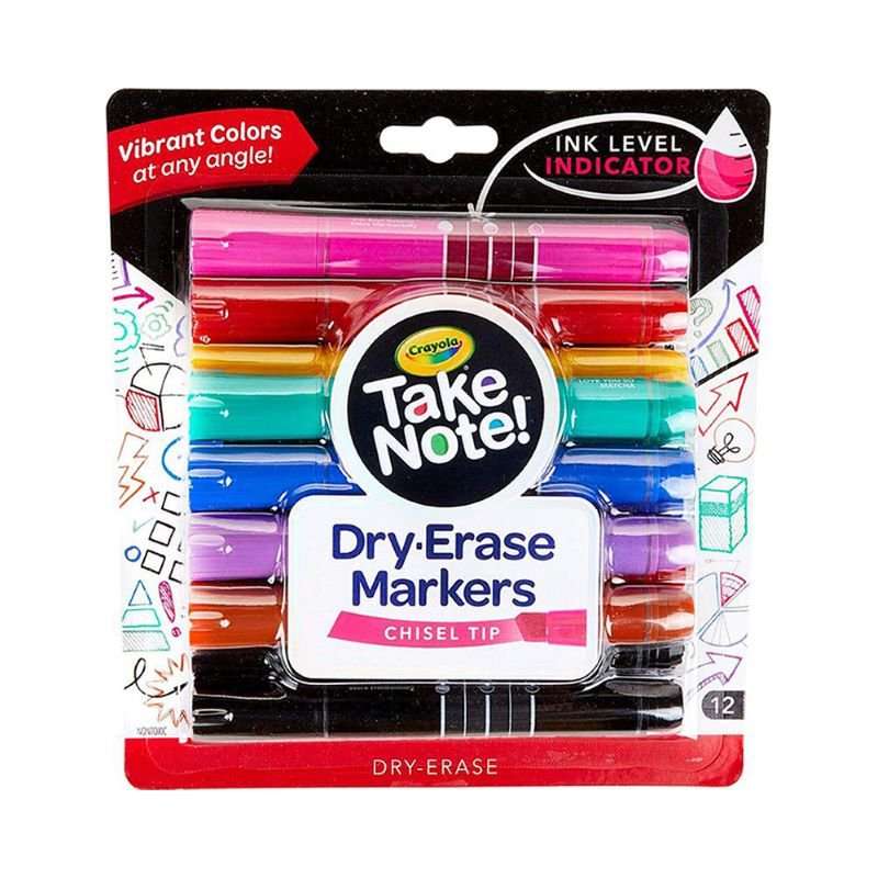 Crayola Take Note! Dry-erase Markers With Chisel Tip 12pcs