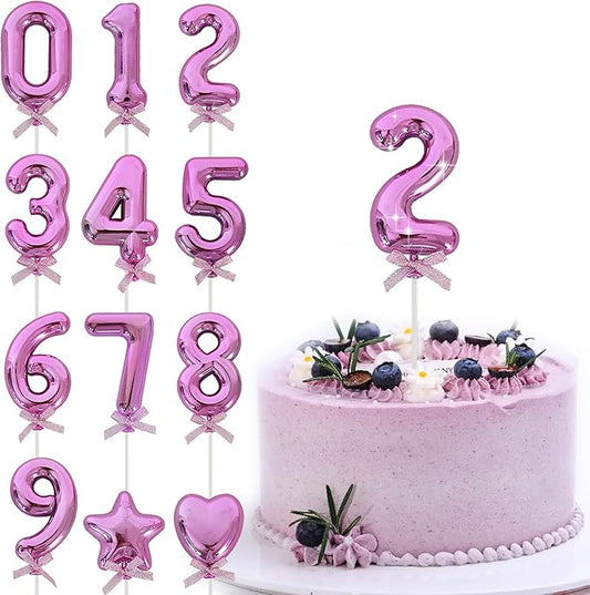 3D Number Cake Topper Hot Pink (No-2)