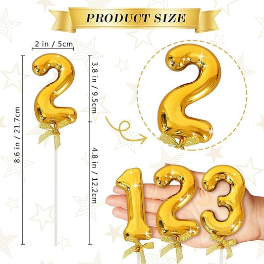3D Number Cake Topper Gold (No-2)