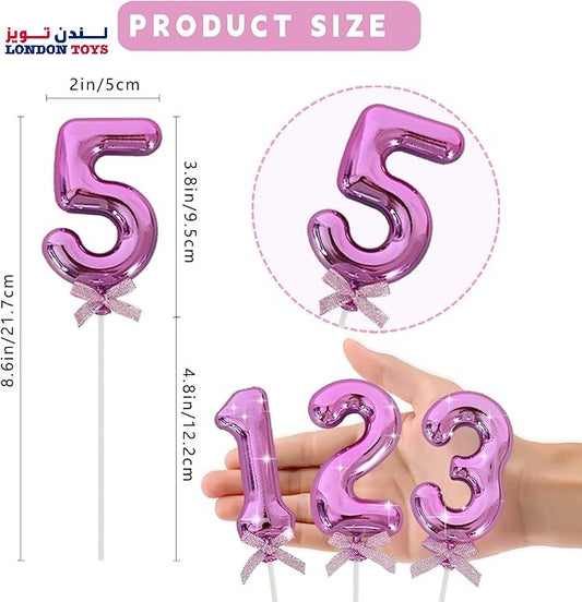 3D Number Cake Topper Hot Pink (No-5)