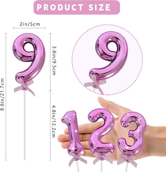 3D Number Cake Topper Hot Pink (No-9)