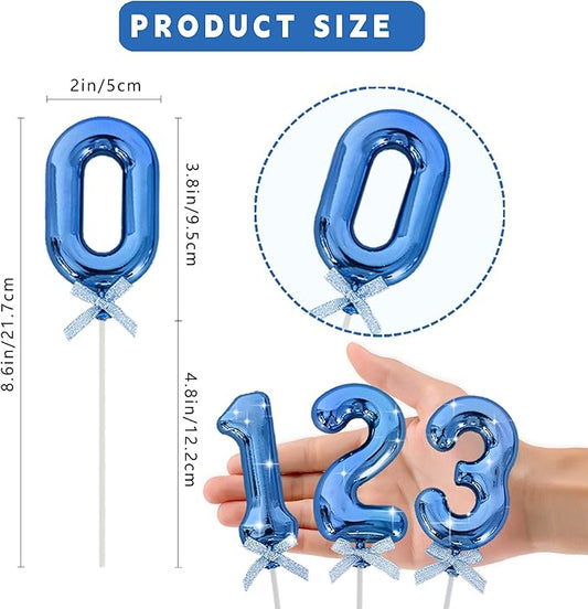 3D Number Cake Topper Blue (No-0)