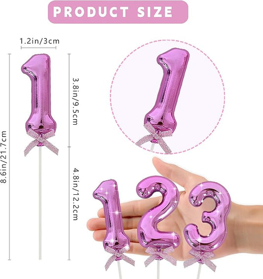 3D Number Cake Topper Hot Pink (No-1)