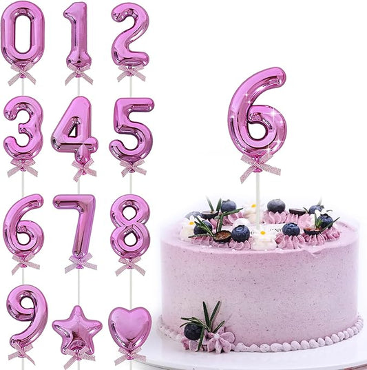3D Number Cake Topper Hot Pink (No-6)