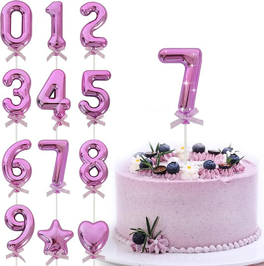3D Number Cake Topper Hot Pink (No-7)
