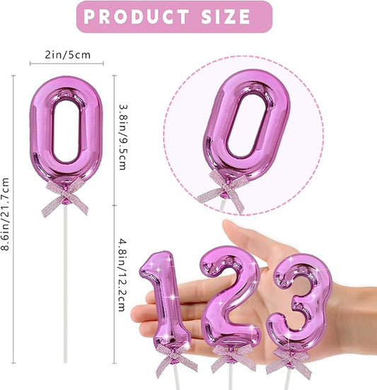 3D Number Cake Topper Hot Pink (No-0)