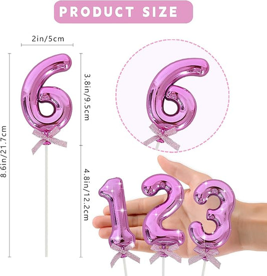 3D Number Cake Topper Hot Pink (No-6)
