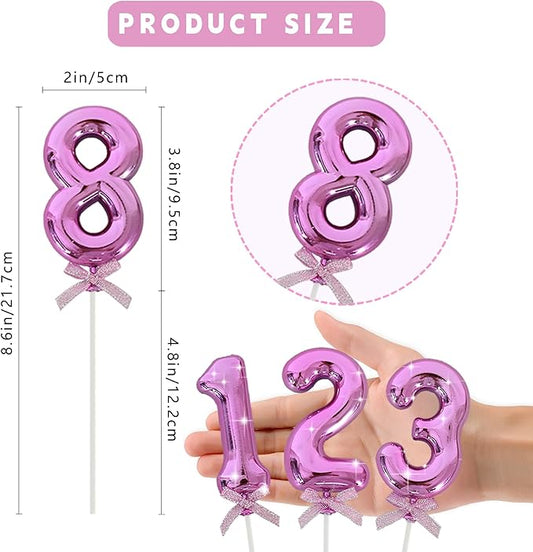 3D Number Cake Topper Hot Pink (No-8)