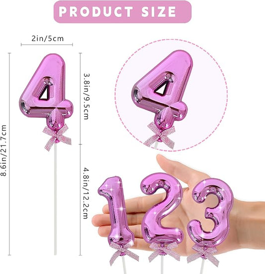 3D Number Cake Topper Hot Pink (No-4)