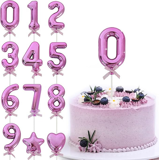 3D Number Cake Topper Hot Pink (No-0)