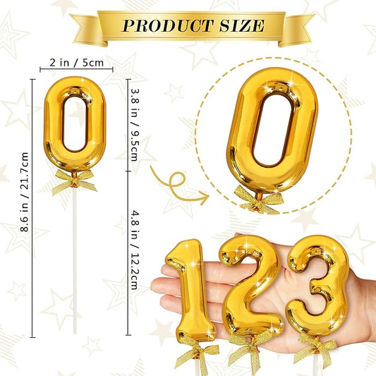 3D Number Cake Topper Gold (No-0)