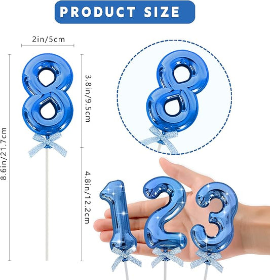 3D Number Cake Topper Blue (No-8)