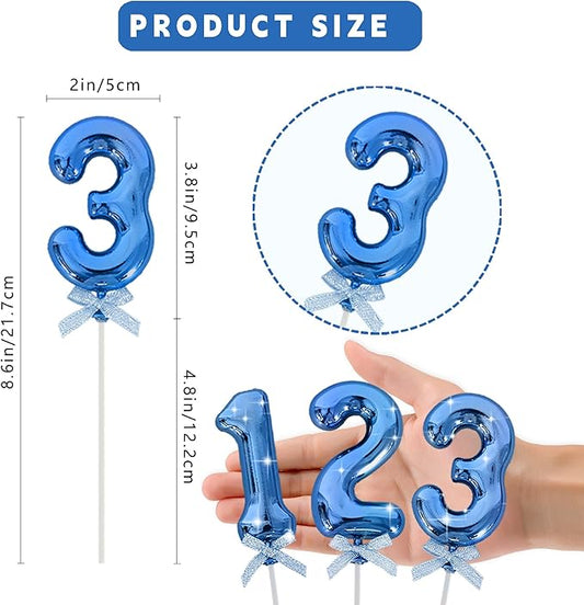 3D Number Cake Topper Blue (No-3)