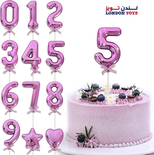 3D Number Cake Topper Hot Pink (No-5)