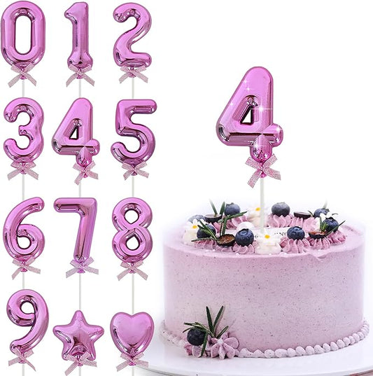 3D Number Cake Topper Hot Pink (No-4)