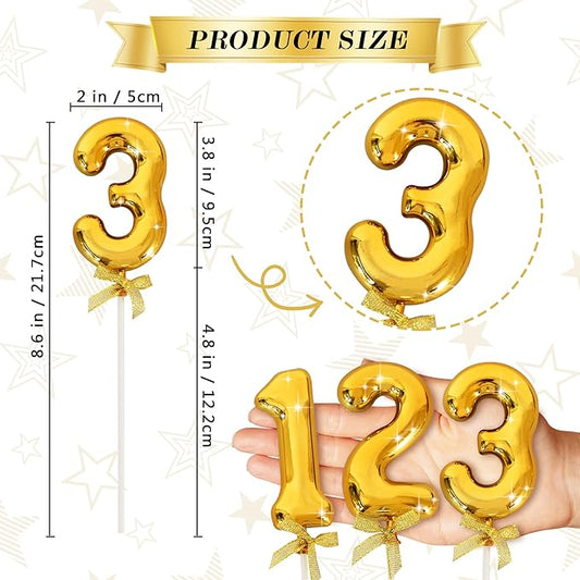 3D Number Cake Topper Gold (No-3)