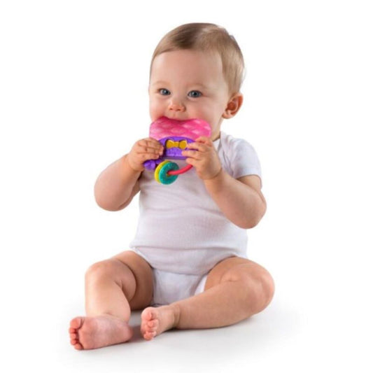 Baby playing with Bright Starts Carry & Teethe Purse Chillable Teether Toy - toy delivery service in Qatar