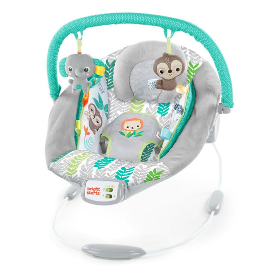 Bright Starts Jungle Vines Comfy Baby Bouncer with Vibrating Infant Seat & Taggies