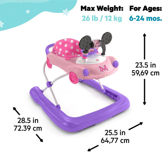 Bright Starts MINNIE MOUSE Go, Go Bows 3-in-1 Car Walker - Pink