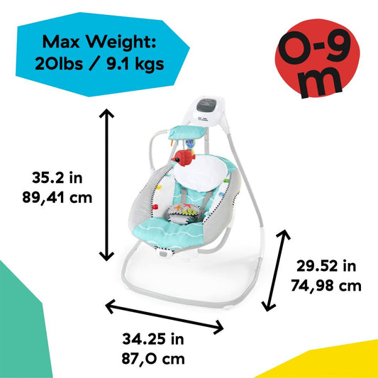 Baby Einstein Ocean Explorers Compact Vibrating Baby Swing, Grey