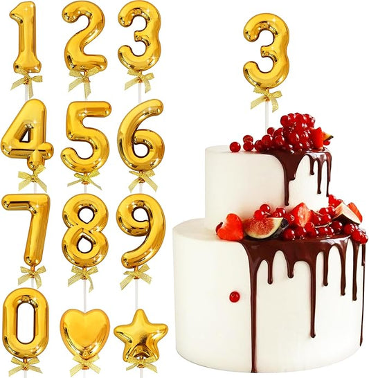 3D Number Cake Topper Gold (No-3)