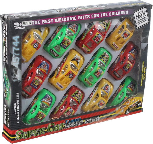 Super Racer Cars For Kids, 12 Pieces - Multi Color