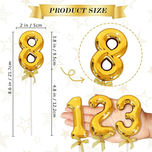 3D Number Cake Topper Gold (No-8)