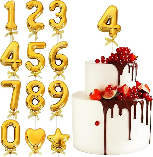 3D Number Cake Topper Gold (No-4)