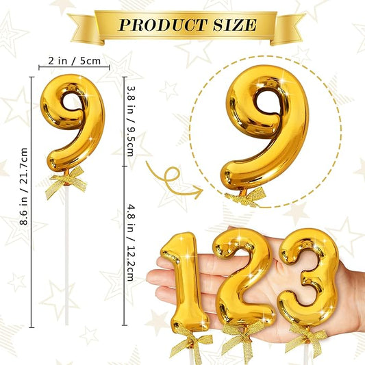 3D Number Cake Topper Gold (No-9)
