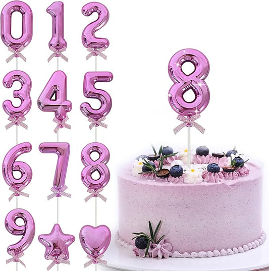 3D Number Cake Topper Hot Pink (No-8)