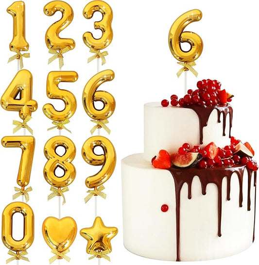 3D Number Cake Topper Gold (No-6)