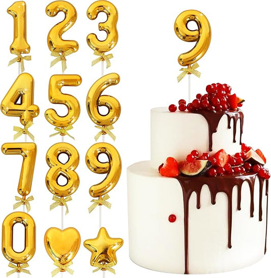 3D Number Cake Topper Gold (No-9)