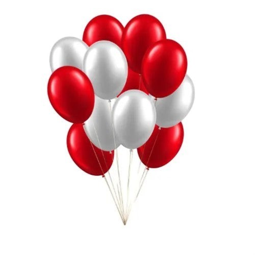 Metallic Red & White Helium Balloon Combo Pack 10Pcs – Pre-Filled Party Decoration
